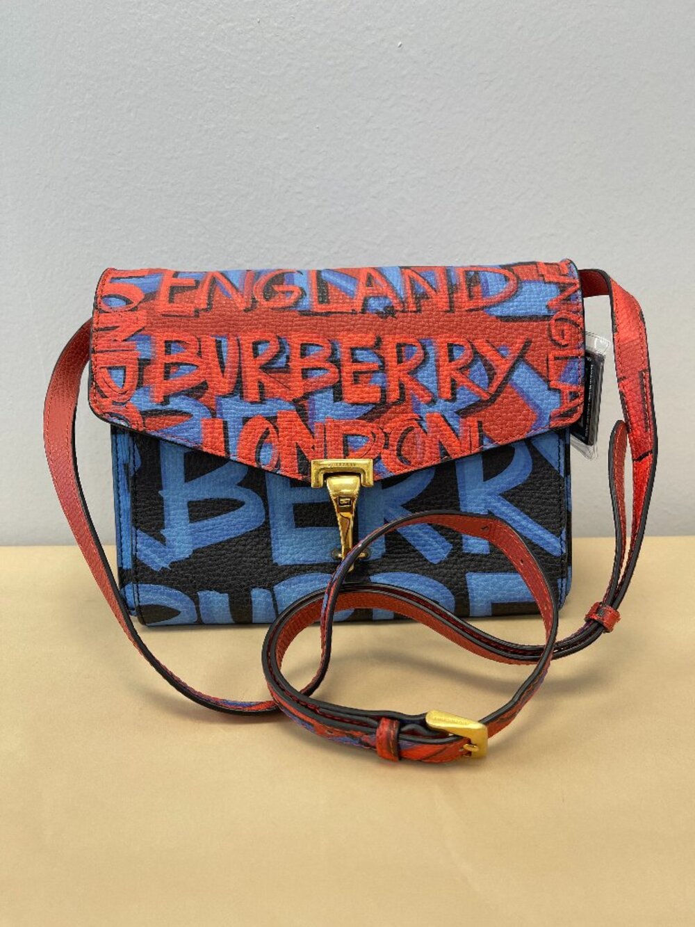 Burberry Small Macken Graffiti Print Leather Crossbody Bag - Preowned